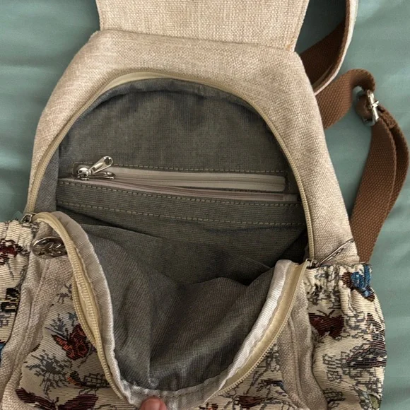 Floral & Butterfly Embellished/Beige-Multi Backpack - Picture 7 of 7